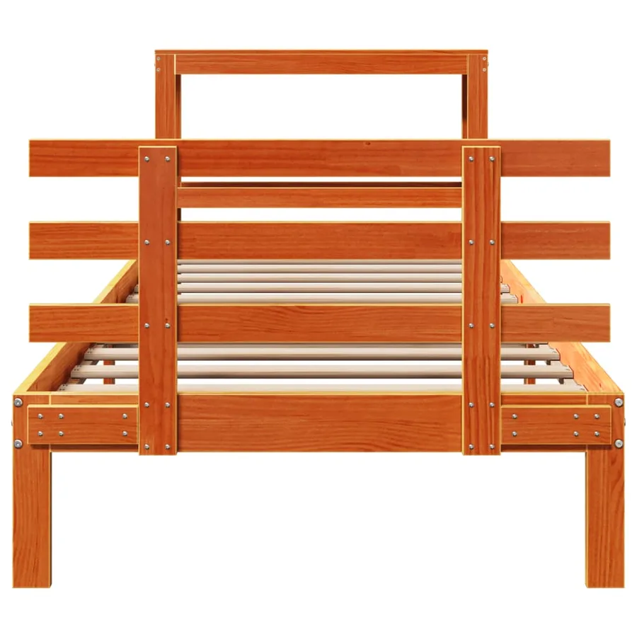 Cadre de lit avec tête de lit sans matelas cire marron 75x190cm - 5