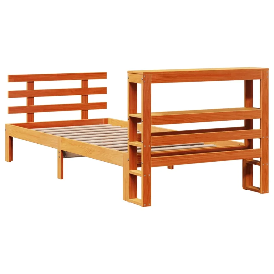 Cadre de lit avec tête de lit sans matelas cire marron 75x190cm - 8