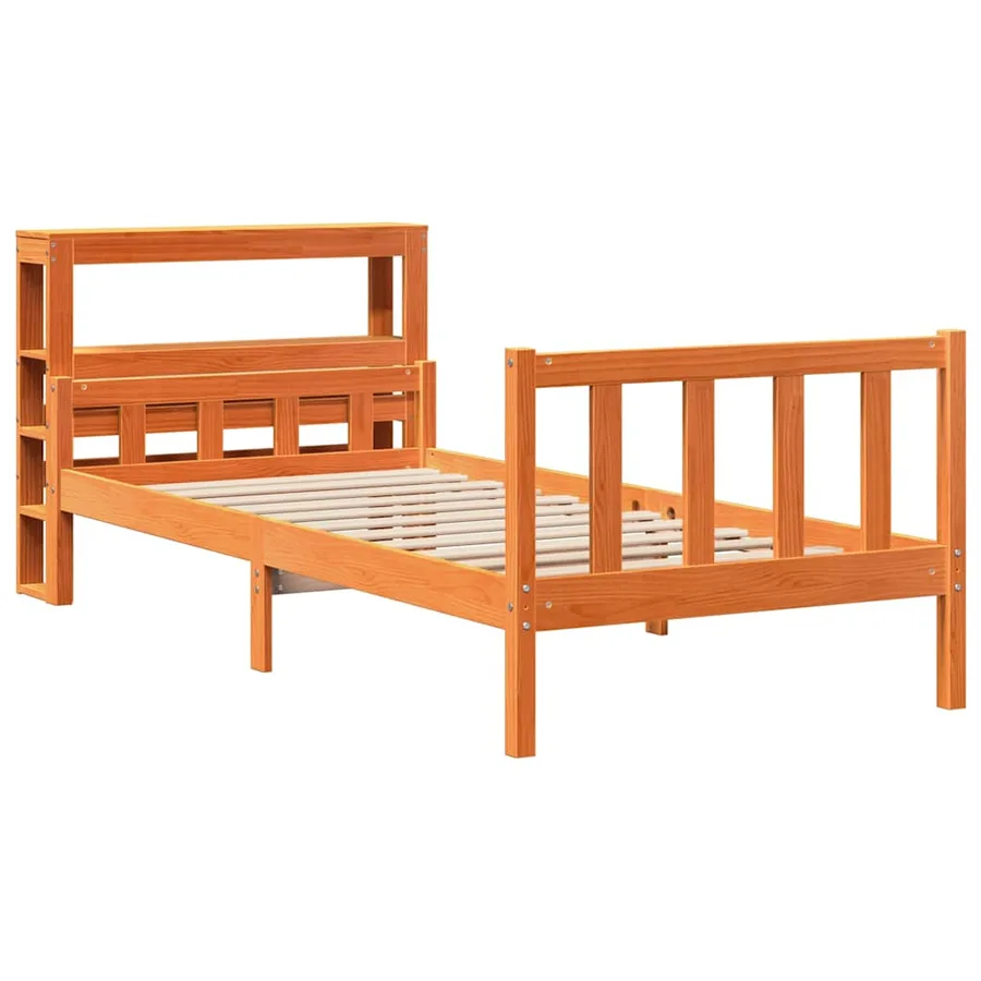 Cadre de lit avec tête de lit sans matelas cire marron 75x190cm - 3