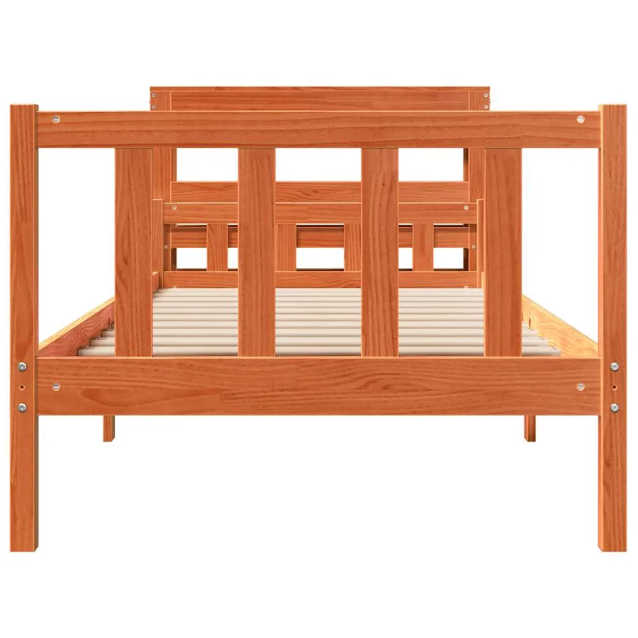 Cadre de lit avec tête de lit sans matelas cire marron 75x190cm - 4