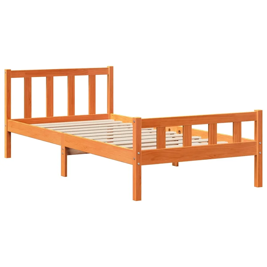 Cadre de lit avec tête de lit sans matelas cire marron 75x190cm - 5