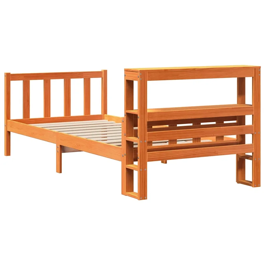 Cadre de lit avec tête de lit sans matelas cire marron 75x190cm - 8