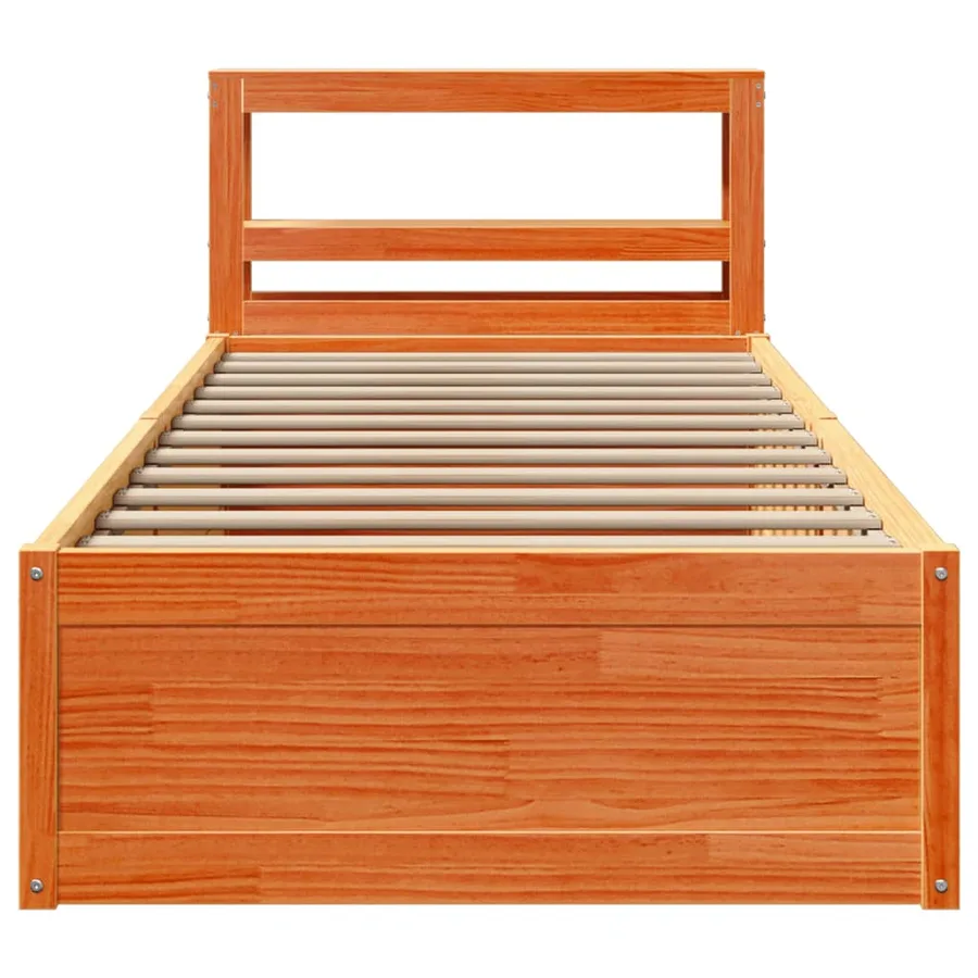 Cadre de lit avec tête de lit cire marron 75x190 cm bois de pin - 4