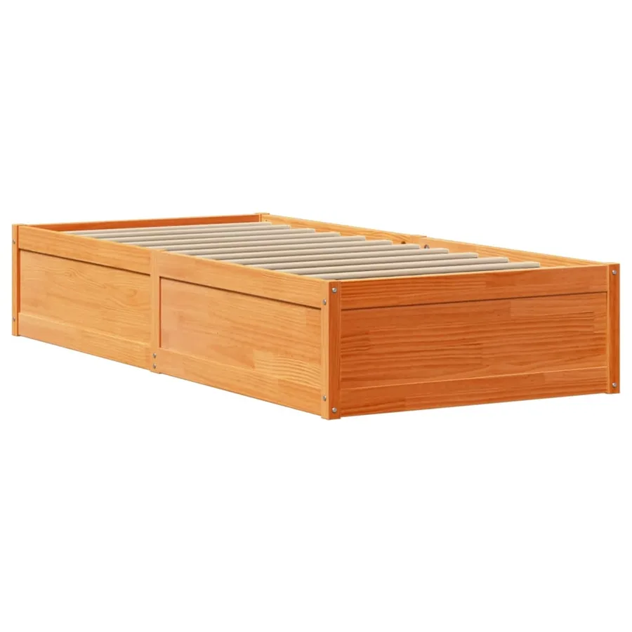 Cadre de lit avec tête de lit cire marron 75x190 cm bois de pin - 5