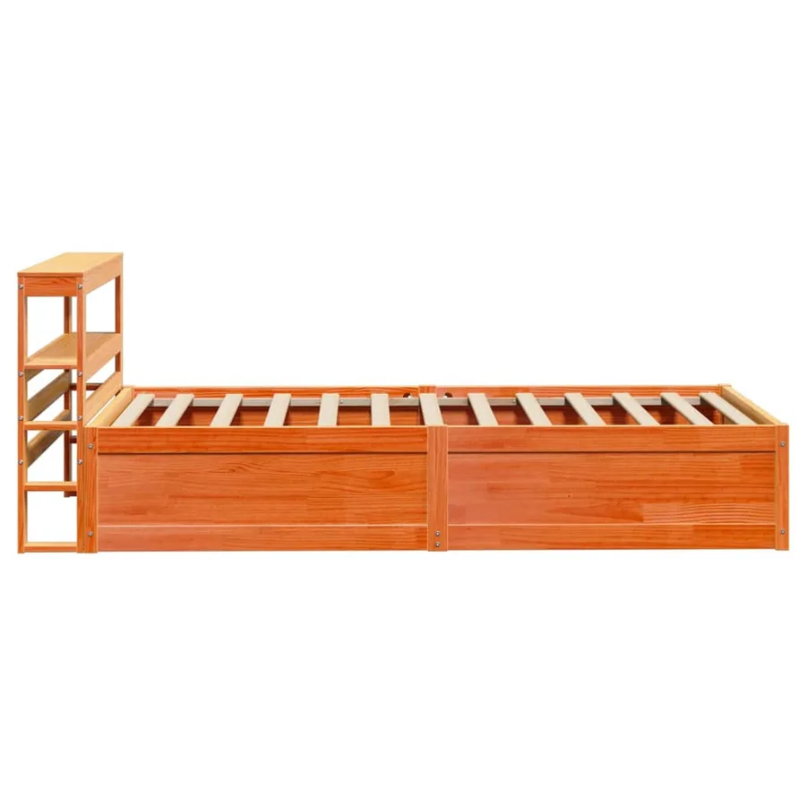 Cadre de lit avec tête de lit cire marron 75x190 cm bois de pin - 7