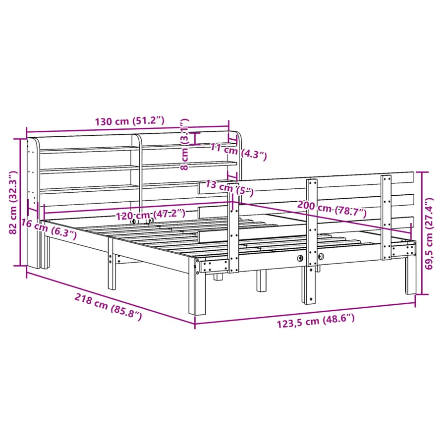 Cadre de lit avec tête de lit sans matelas blanc 120x200 cm - 11