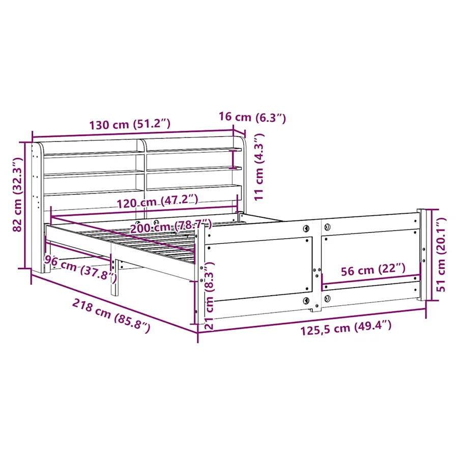 Cadre de lit avec tête de lit sans matelas blanc 120x200 cm - 12