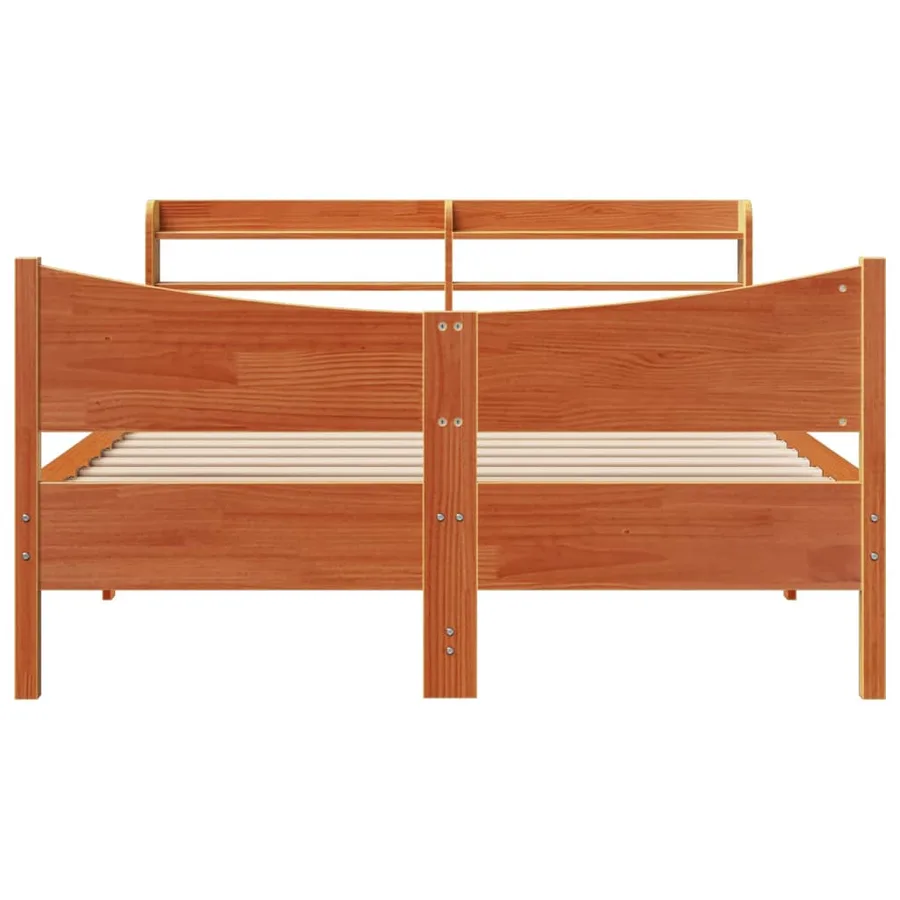 Cadre de lit et tête de lit cire marron 120x200 cm bois de pin - 4