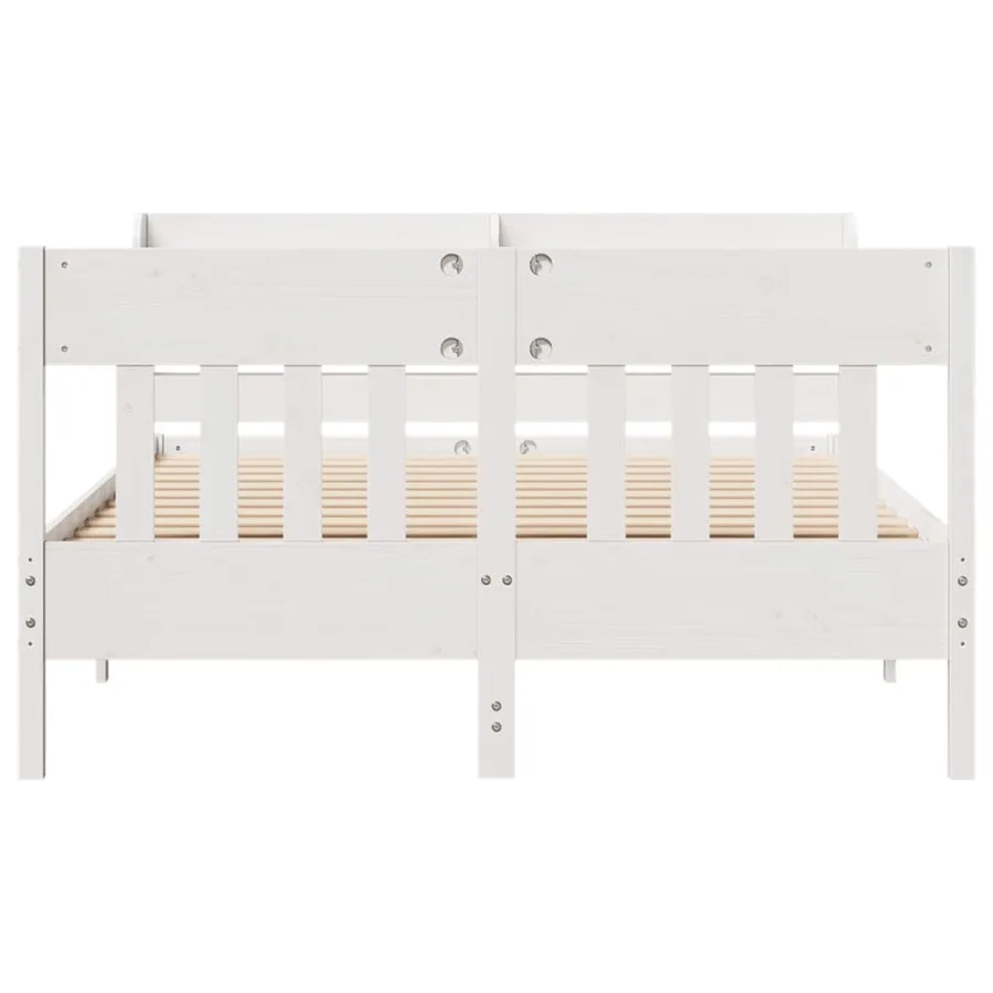 Cadre de lit sans matelas blanc 120x200 cm bois de pin massif - 4