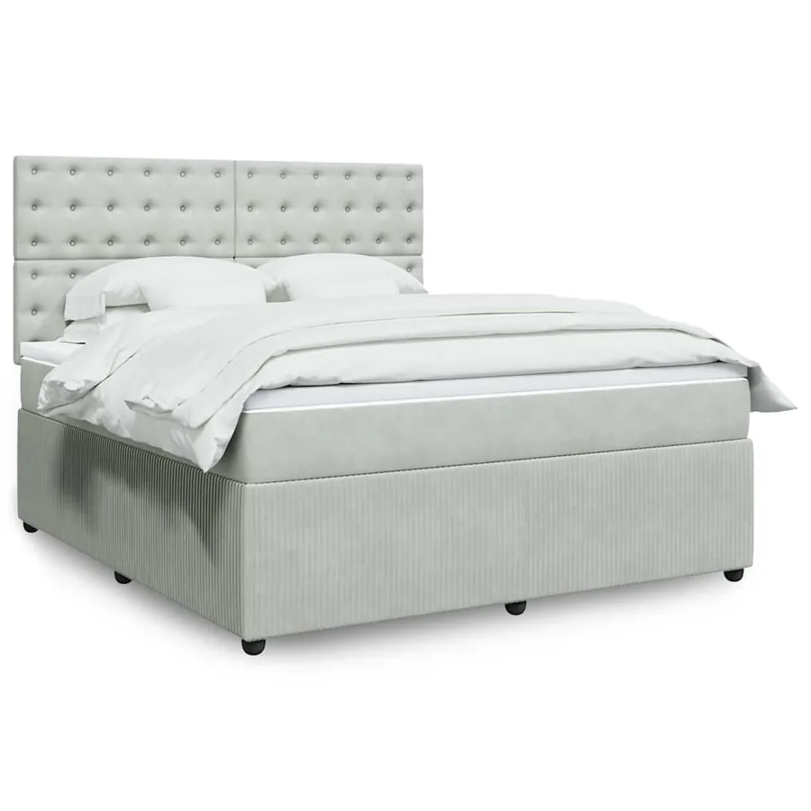Sommier à lattes de lit et matelas Gris clair 180x200cm Velours