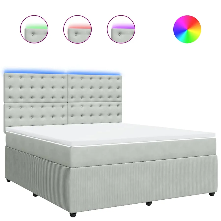 Sommier à lattes de lit et matelas Gris clair 180x200cm Velours - 2