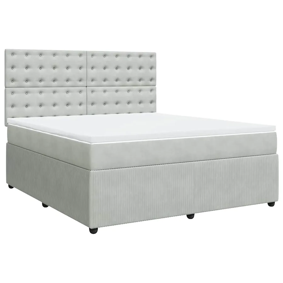 Sommier à lattes de lit et matelas Gris clair 180x200cm Velours - 3