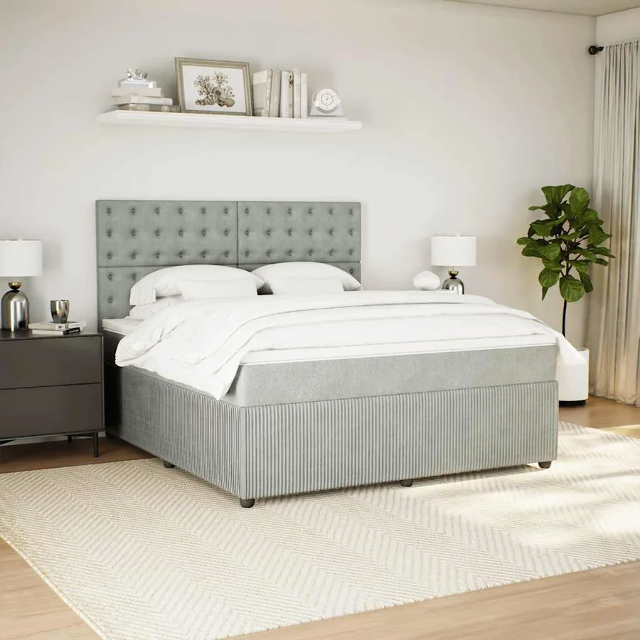 Sommier à lattes de lit et matelas Gris clair 180x200cm Velours - 5