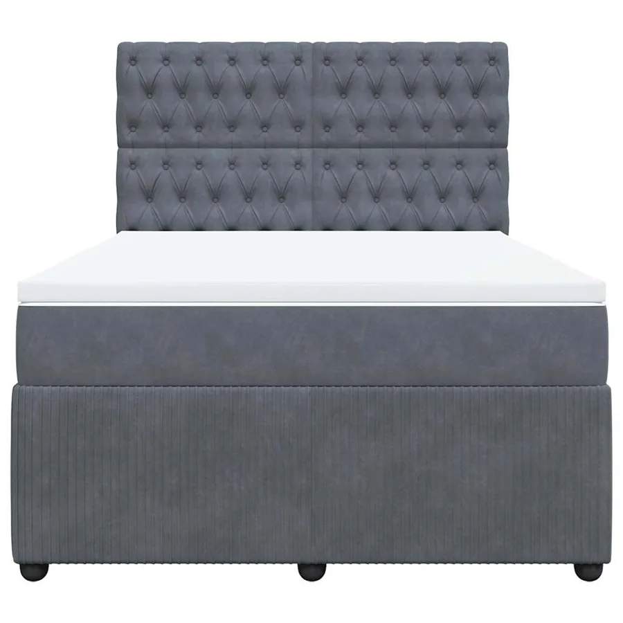 Sommier à lattes de lit et matelas Gris foncé 160x200cm Velours - 6