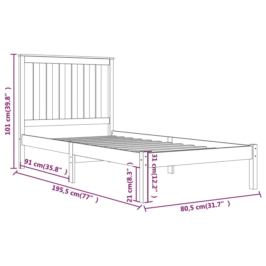 Cadre de lit sans matelas bois massif - 6