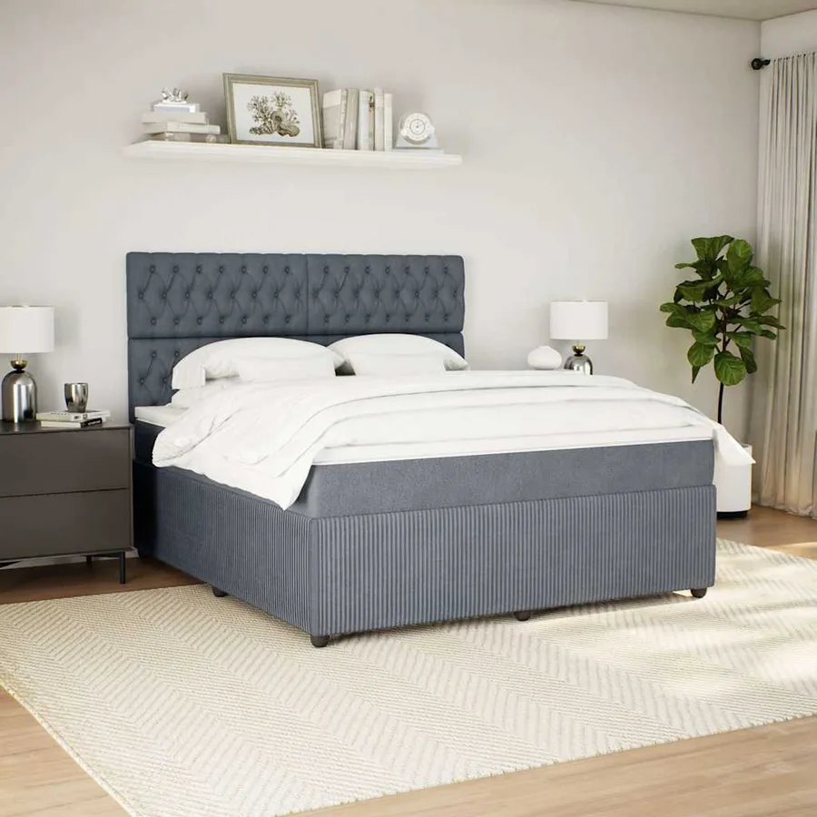 Sommier à lattes de lit et matelas Gris foncé 180x200cm Velours - 5