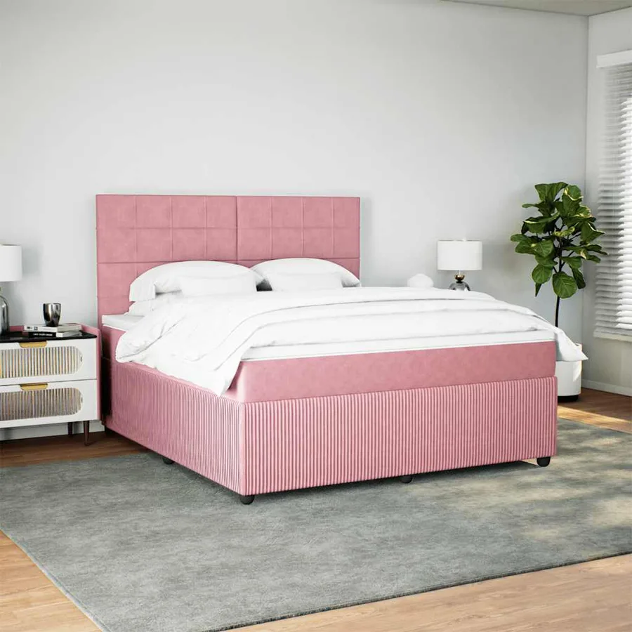 Sommier à lattes de lit avec matelas Rose 180x200 cm Velours - 5