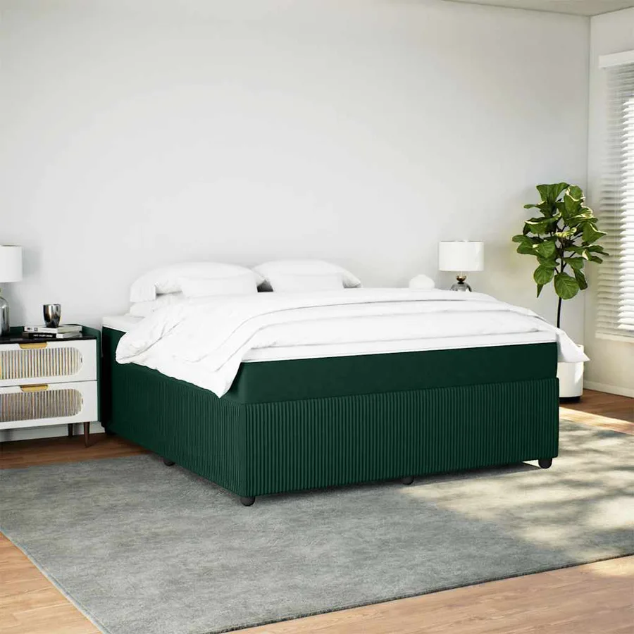 Sommier à lattes de lit et matelas Vert foncé 180x200cm Velours - 3