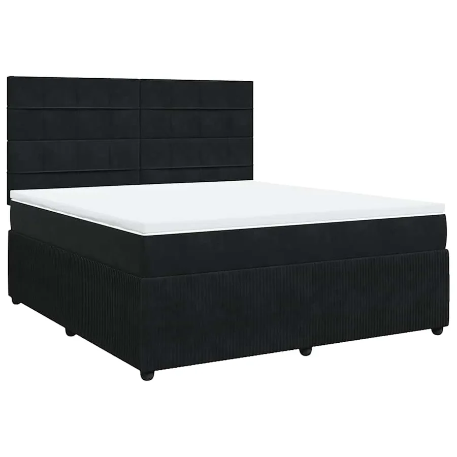 Sommier à lattes de lit avec matelas Noir 180x200 cm Velours - 2