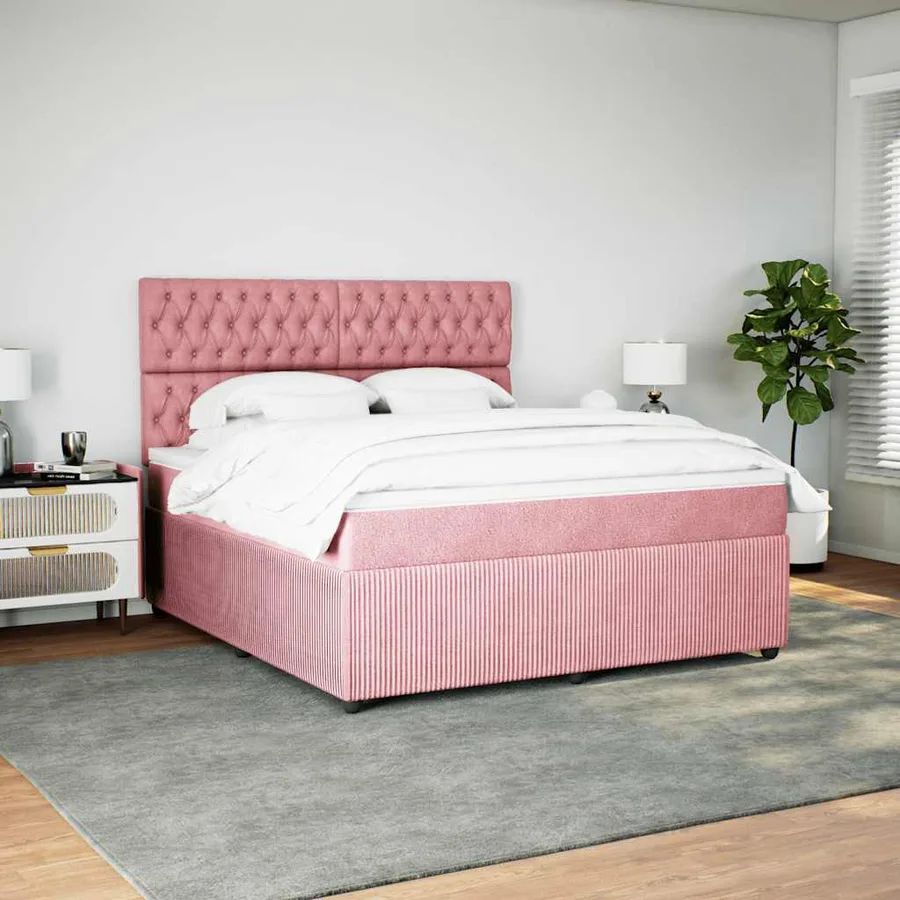 Sommier à lattes de lit avec matelas Rose 180x200 cm Velours - 3