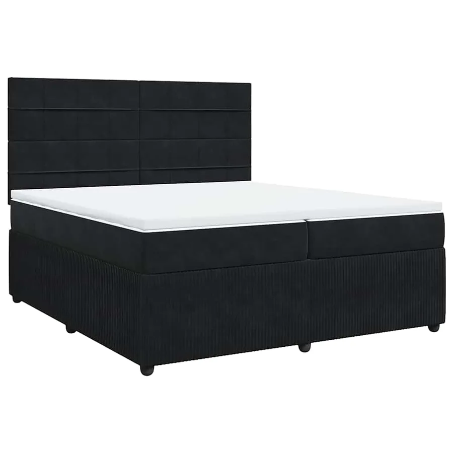 Sommier à lattes de lit et matelas Noir 200x200 cm Velours - 3