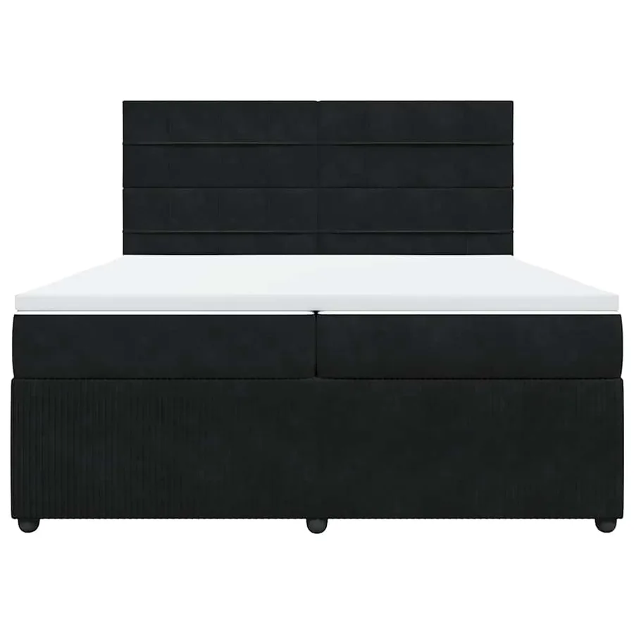 Sommier à lattes de lit et matelas Noir 200x200 cm Velours - 6