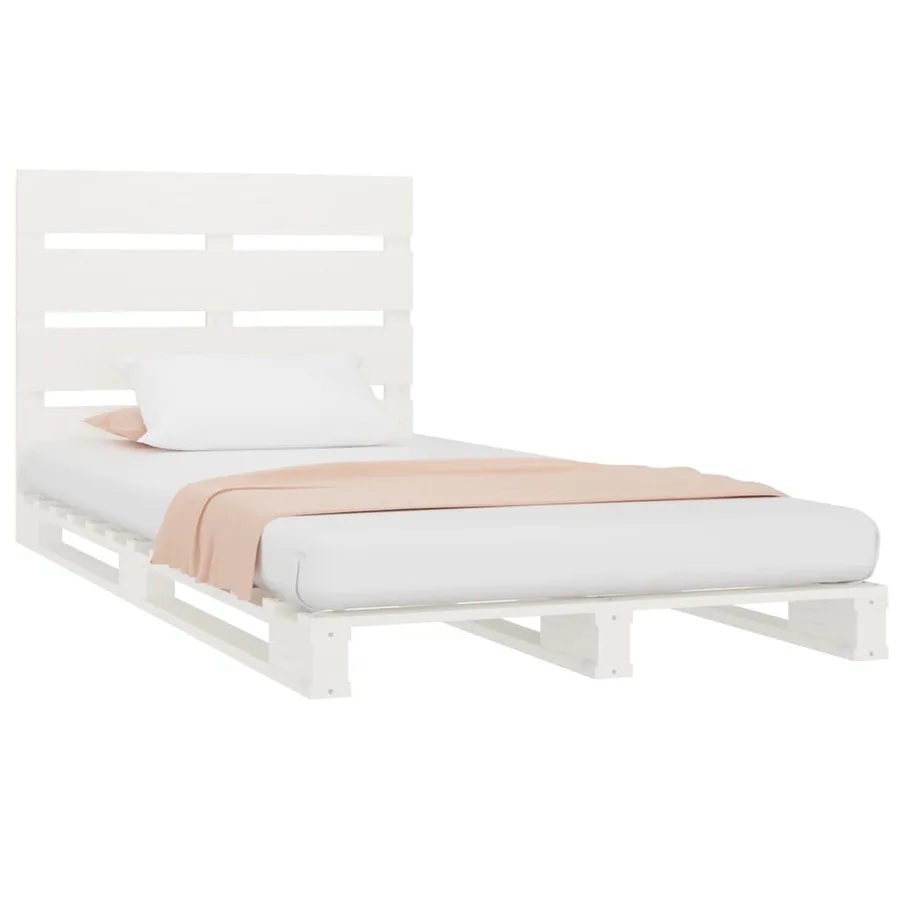 Cadre de lit sans matelas blanc 90x200 cm bois de pin massif - 4