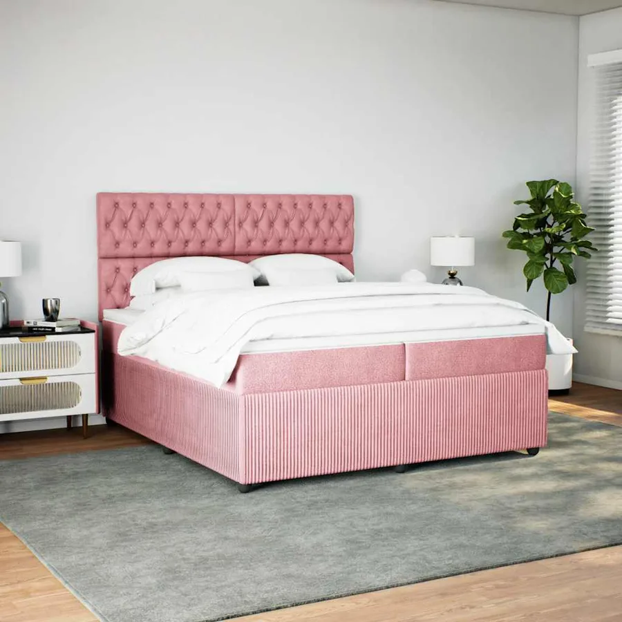 Sommier à lattes de lit avec matelas Rose 200x200 cm Velours - 3