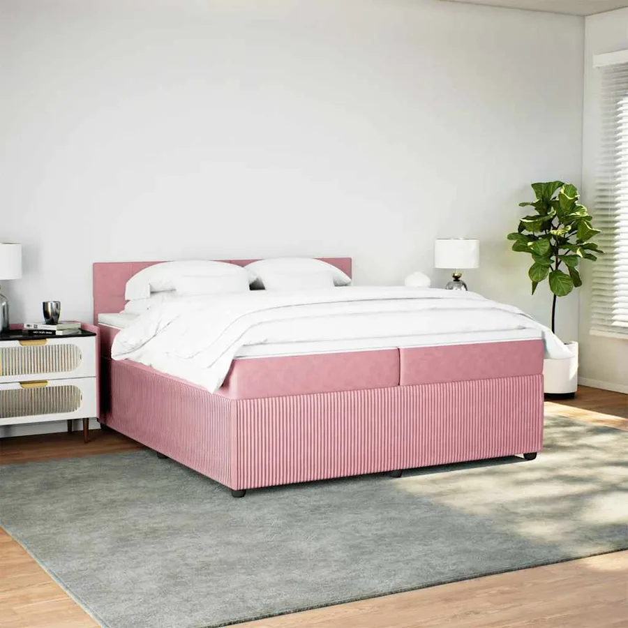 Sommier à lattes de lit avec matelas Rose 200x200 cm Velours - 3
