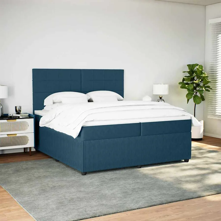 Sommier à lattes de lit et matelas Bleu foncé 200x200cm Velours - 3