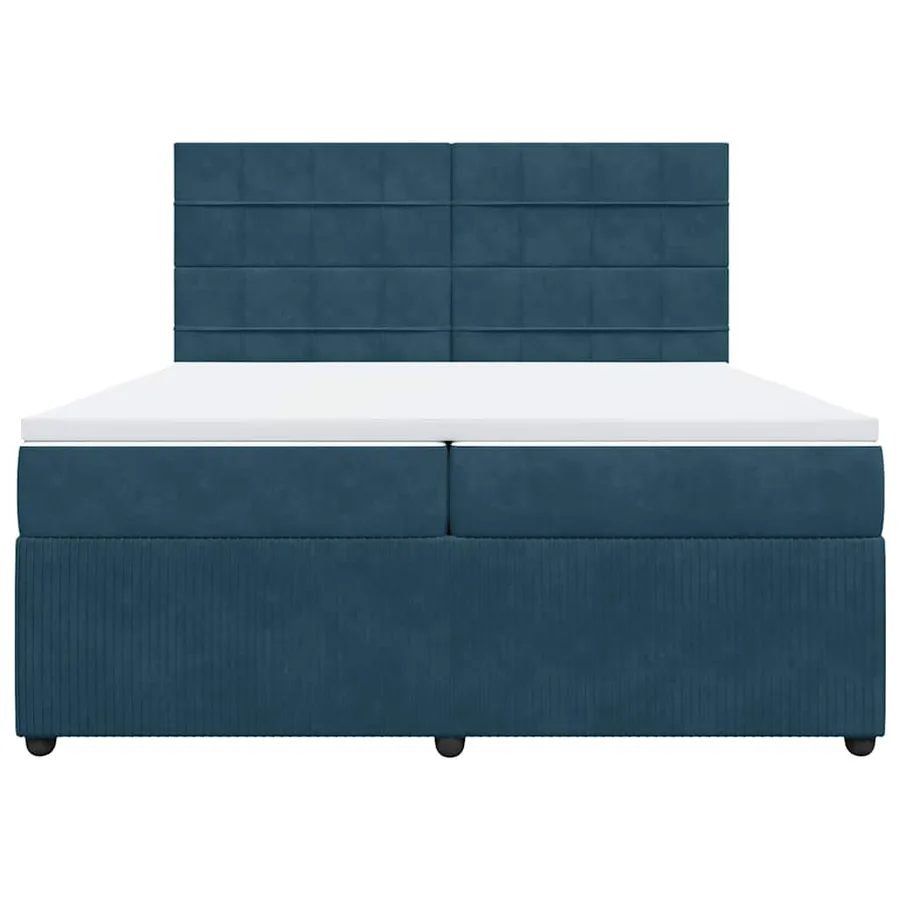 Sommier à lattes de lit et matelas Bleu foncé 200x200cm Velours - 4
