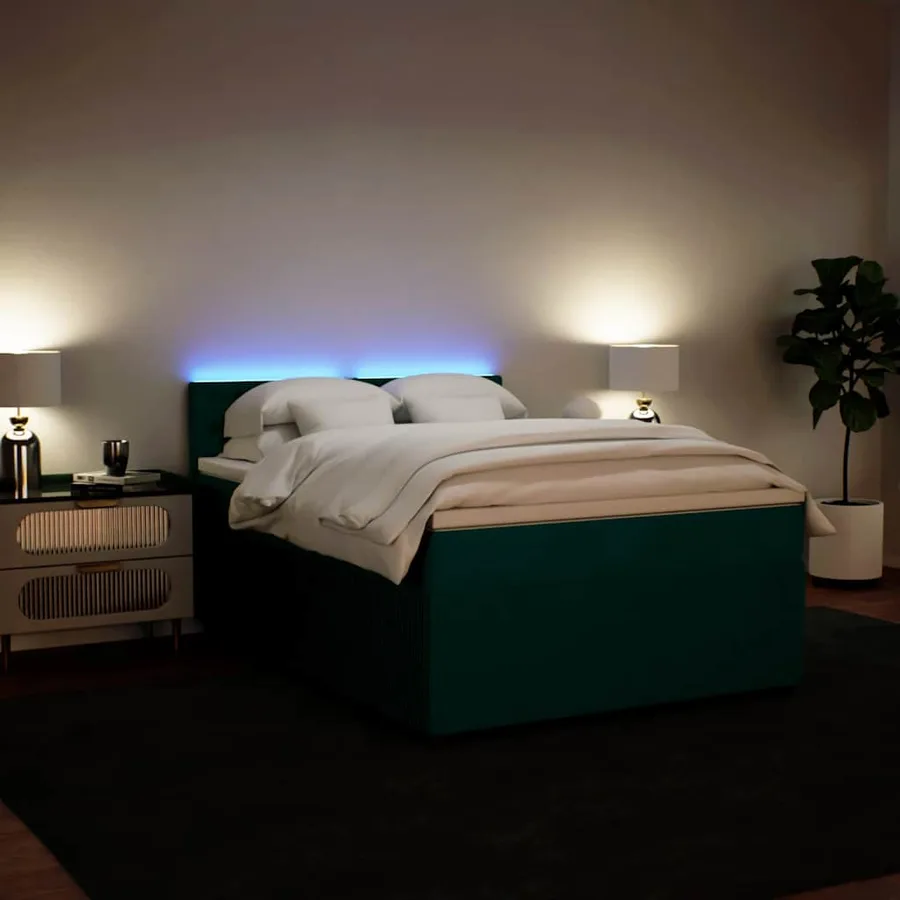 Sommier à lattes de lit et matelas Vert foncé 140x200cm Velours - 4