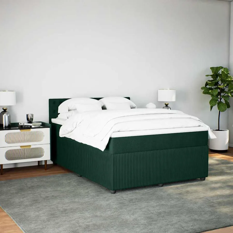 Sommier à lattes de lit et matelas Vert foncé 140x200cm Velours - 5