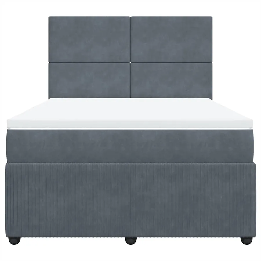 Sommier à lattes de lit et matelas Gris foncé 140x200cm Velours - 4