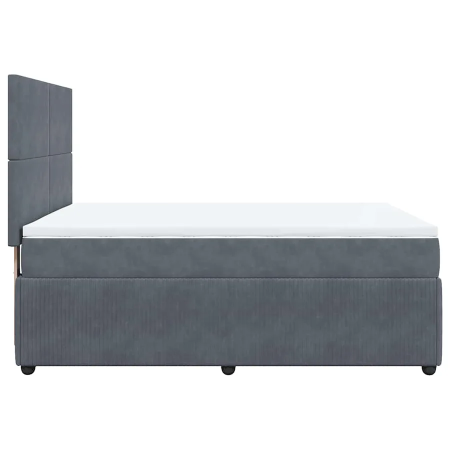 Sommier à lattes de lit et matelas Gris foncé 140x200cm Velours - 5
