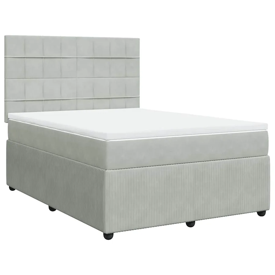 Sommier à lattes de lit et matelas Gris clair 140x200cm Velours - 2