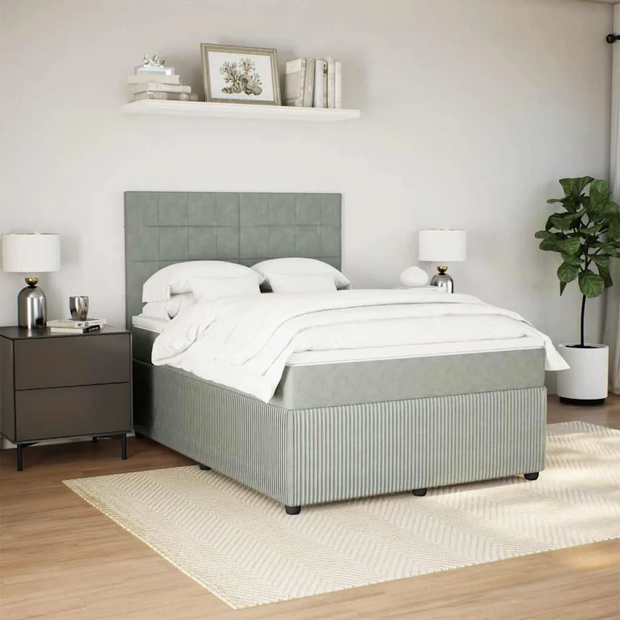 Sommier à lattes de lit et matelas Gris clair 140x200cm Velours - 3