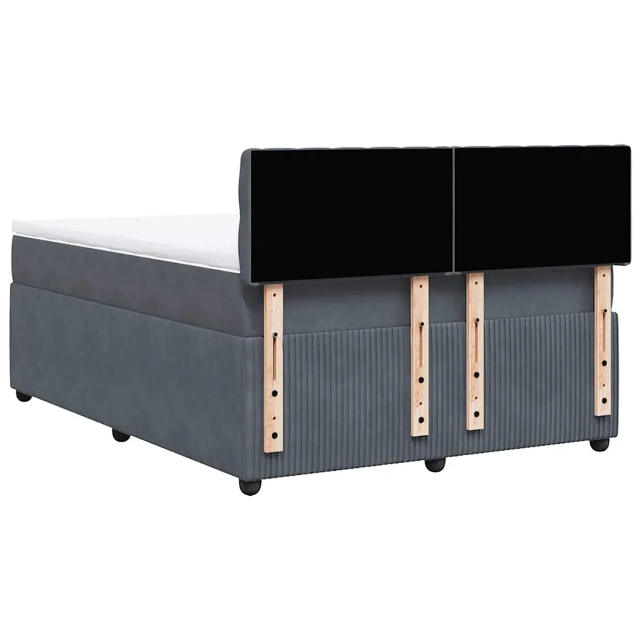 Sommier à lattes de lit et matelas Gris foncé 140x200cm Velours - 10