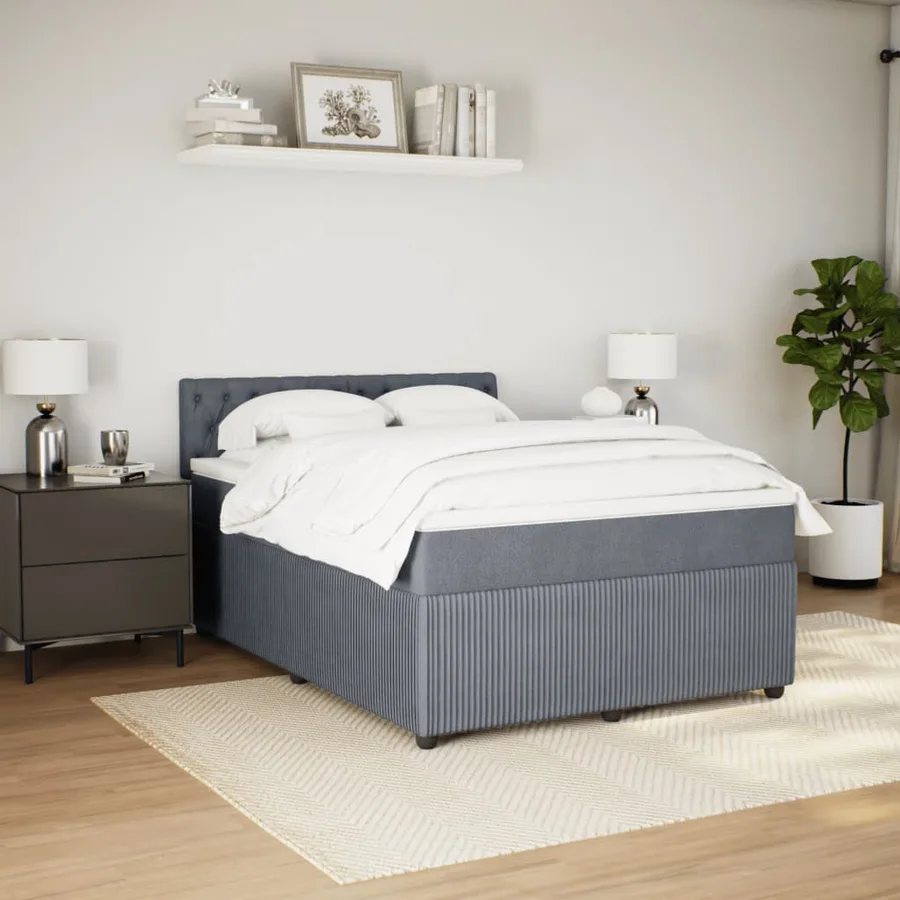 Sommier à lattes de lit et matelas Gris foncé 140x200cm Velours - 3