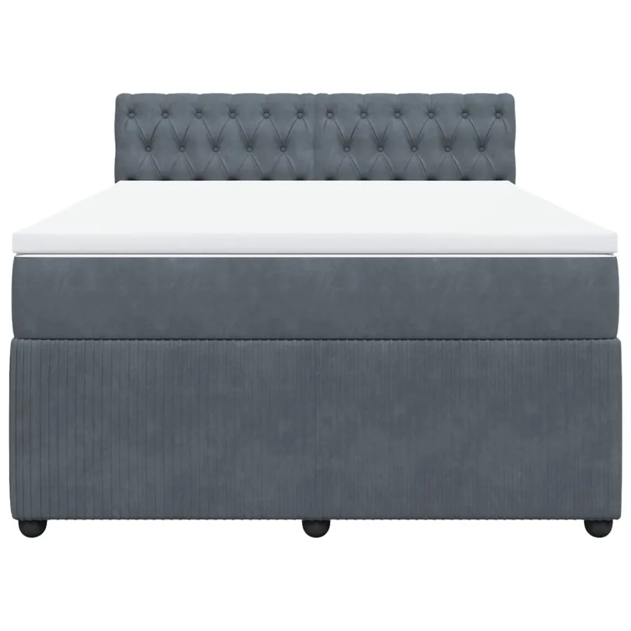 Sommier à lattes de lit et matelas Gris foncé 140x200cm Velours - 4