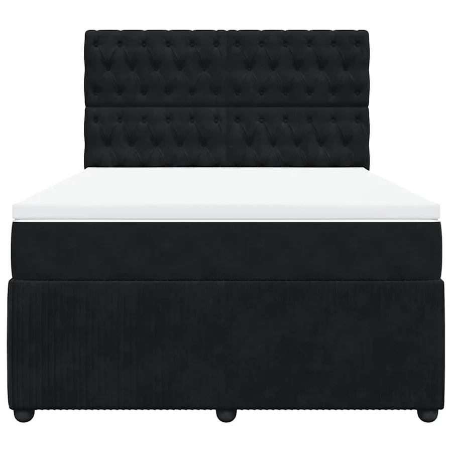 Sommier à lattes de lit avec matelas Noir 140x200 cm Velours - 4