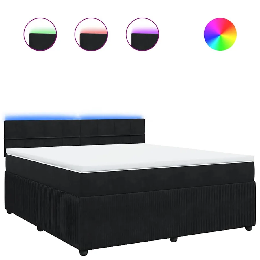 Sommier à lattes de lit avec matelas Noir 180x200 cm Velours - 2
