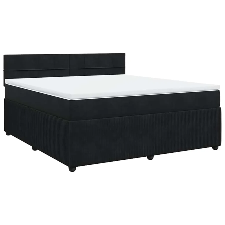 Sommier à lattes de lit avec matelas Noir 180x200 cm Velours - 3