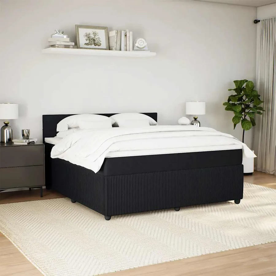 Sommier à lattes de lit avec matelas Noir 180x200 cm Velours - 4
