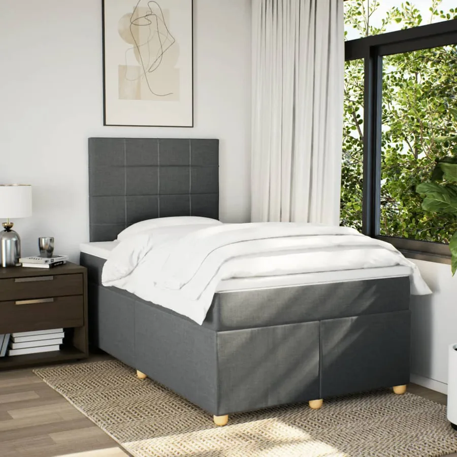 Sommier à lattes de lit avec matelas Gris foncé 120x200cm Tissu - 3