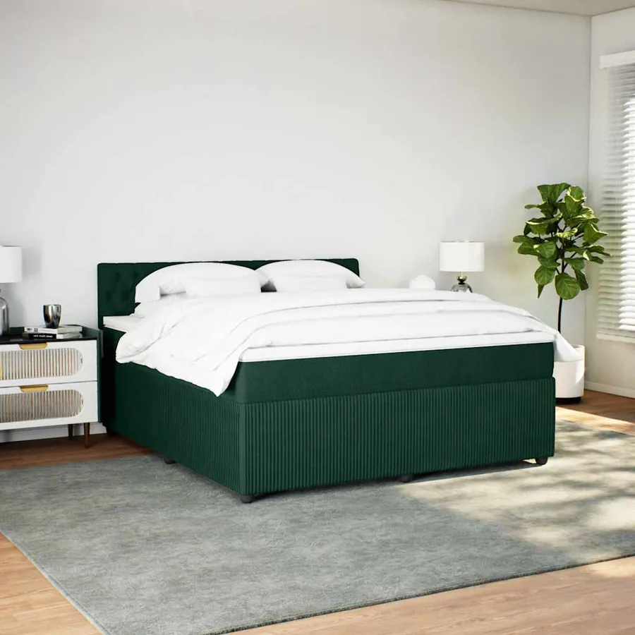 Sommier à lattes de lit et matelas Vert foncé 180x200cm Velours