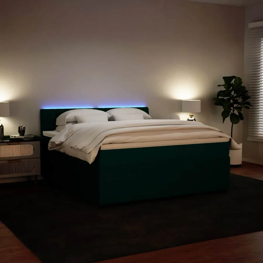 Sommier à lattes de lit et matelas Vert foncé 180x200cm Velours - 5