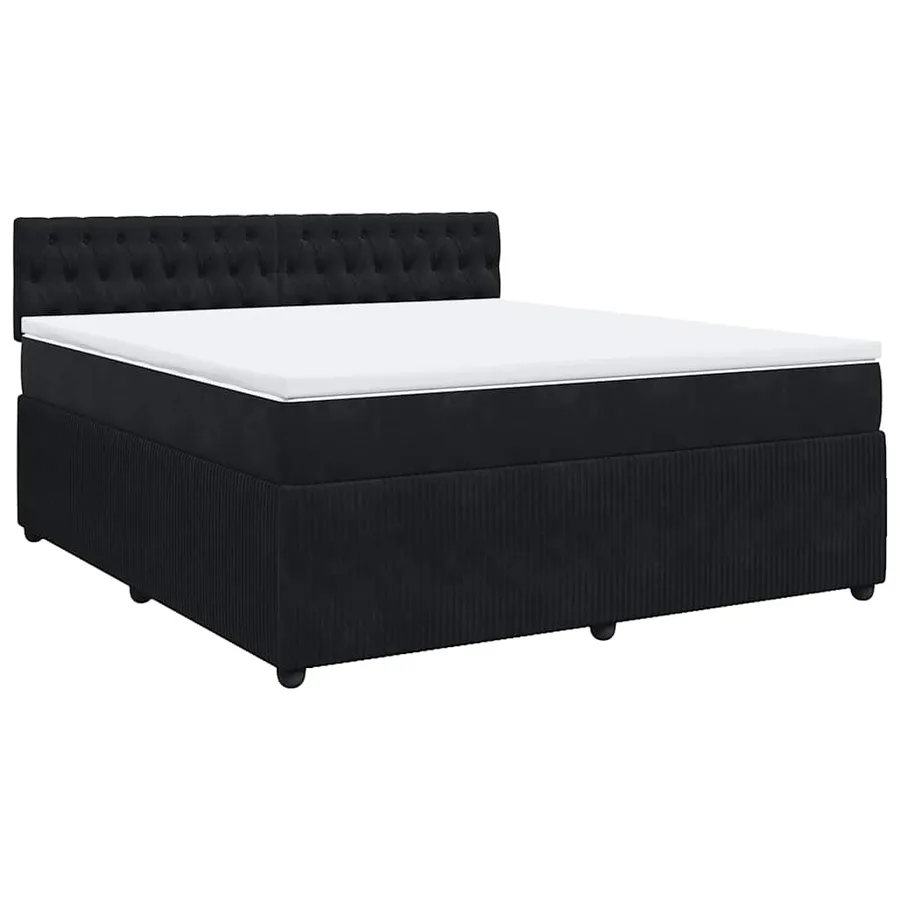 Sommier à lattes de lit avec matelas Noir 180x200 cm Velours - 2