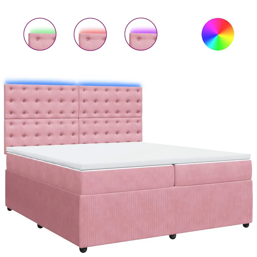 Sommier à lattes de lit avec matelas Rose 200x200 cm Velours - 2