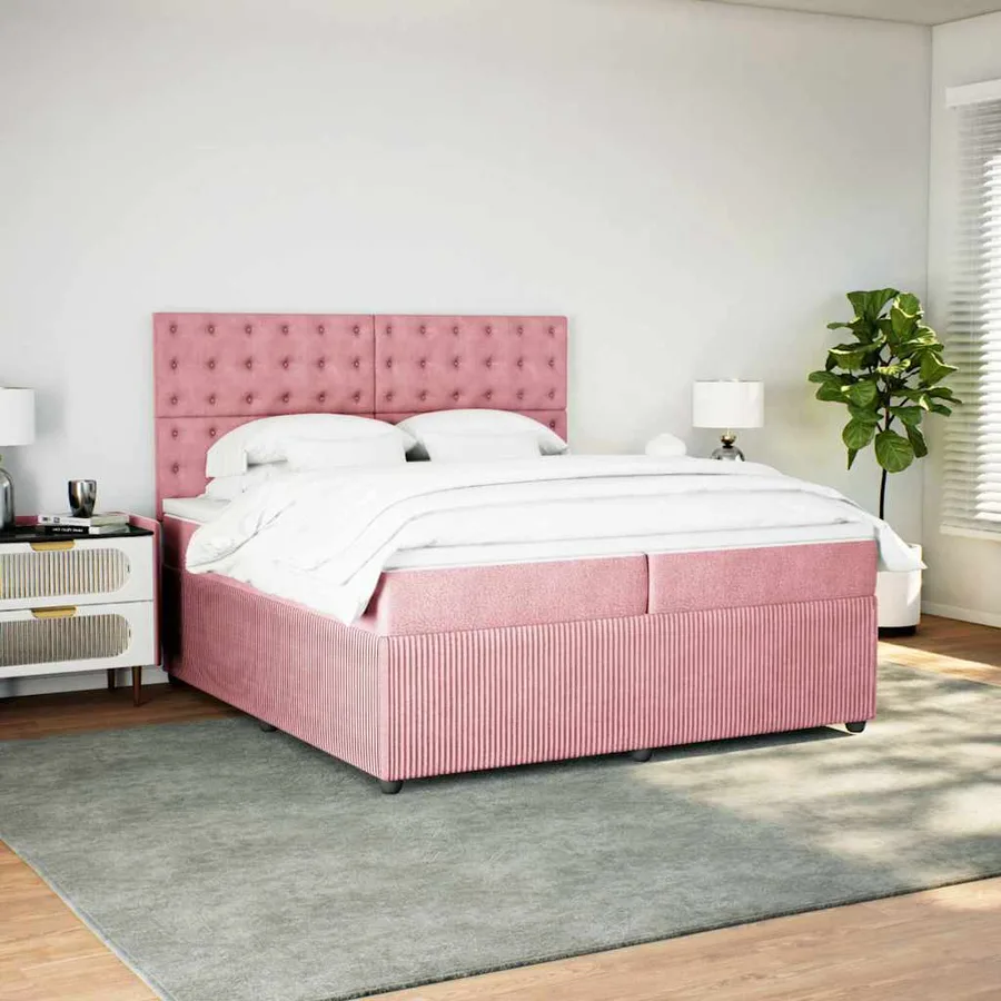 Sommier à lattes de lit avec matelas Rose 200x200 cm Velours - 5